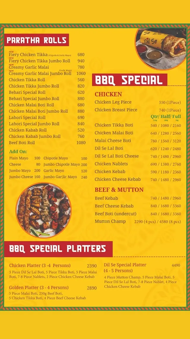 Dil Se (Taste of Lahore) menu, page 1
