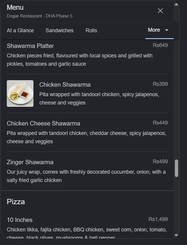 Dogar Restaurant DHA Phase 5 menu, page 10