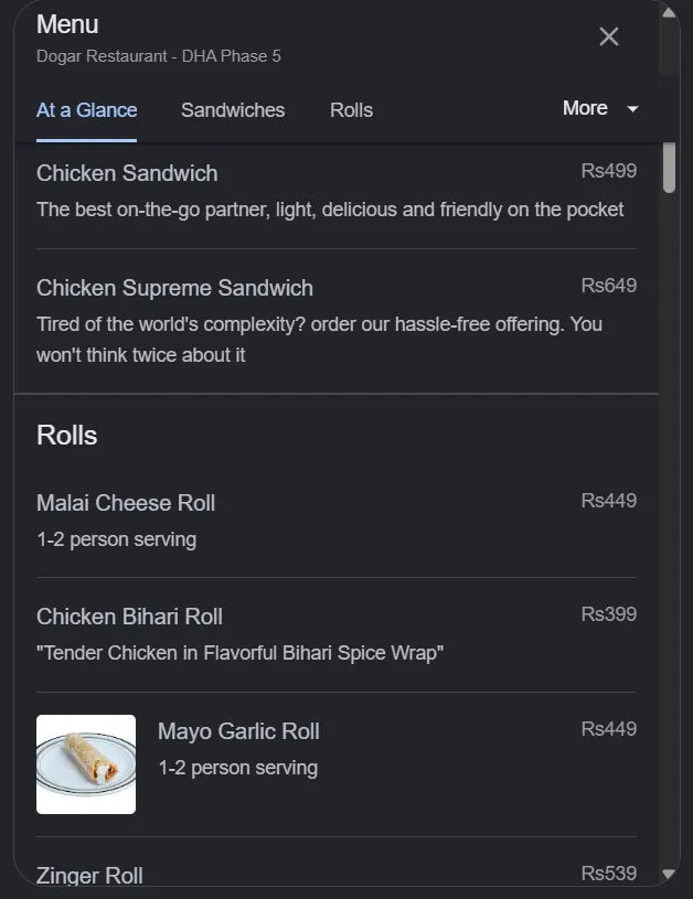 Dogar Restaurant DHA Phase 5 menu, page 2