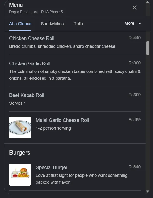 Dogar Restaurant DHA Phase 5 menu, page 3