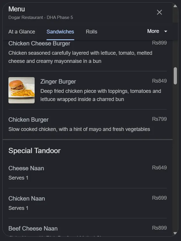 Dogar Restaurant DHA Phase 5 menu, page 4