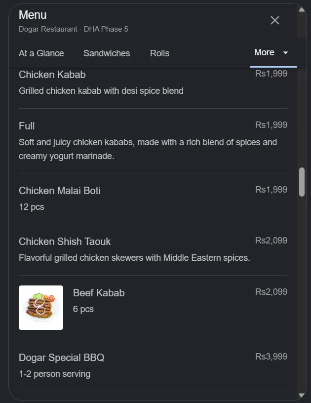 Dogar Restaurant DHA Phase 5 menu, page 6