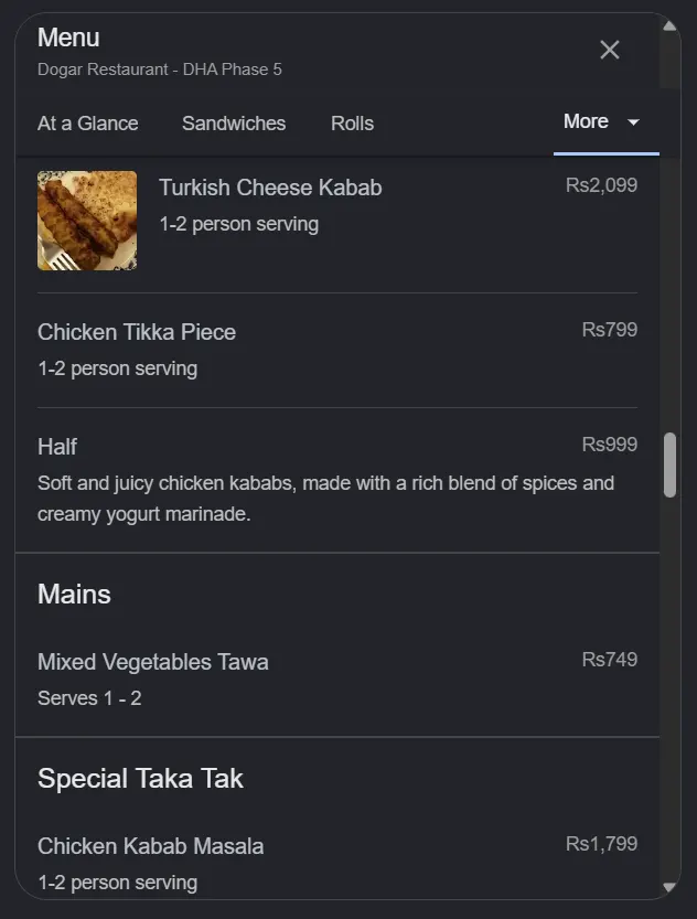Dogar Restaurant DHA Phase 5 menu, page 7