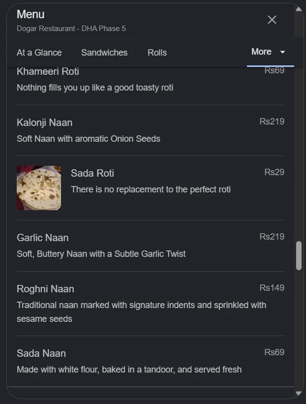 Dogar Restaurant DHA Phase 5 menu, page 9