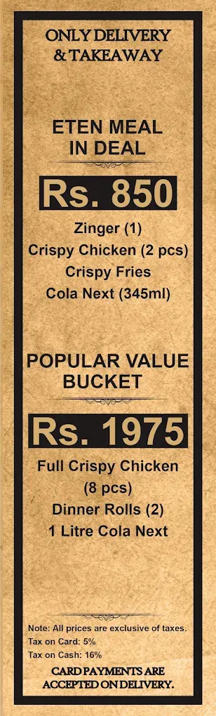 Eten - Canal Road menu, page 1