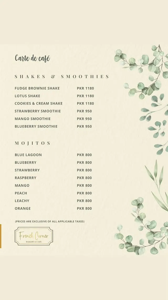 French Corner Model Town menu, page 5