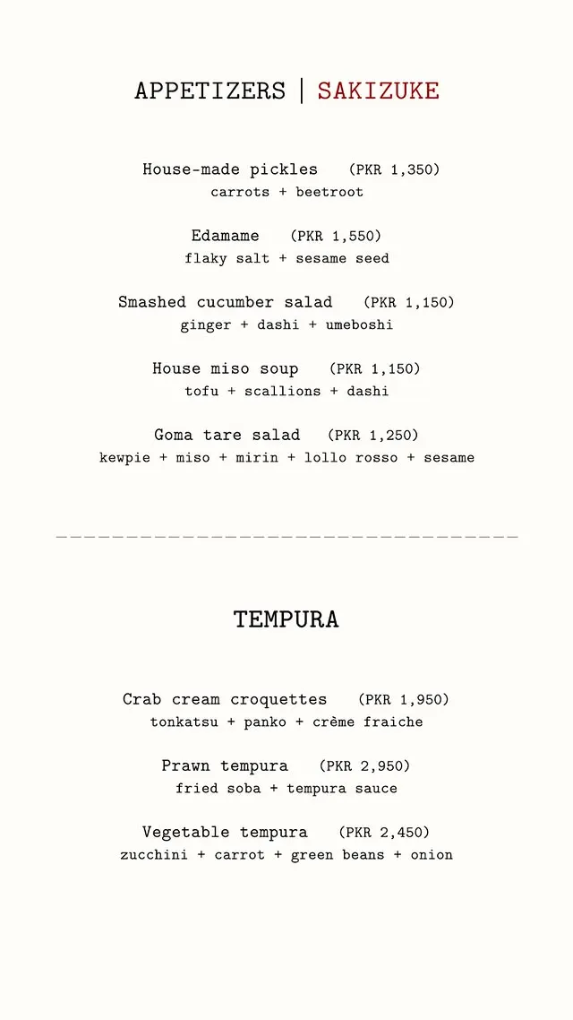 Gaijin menu, page 1