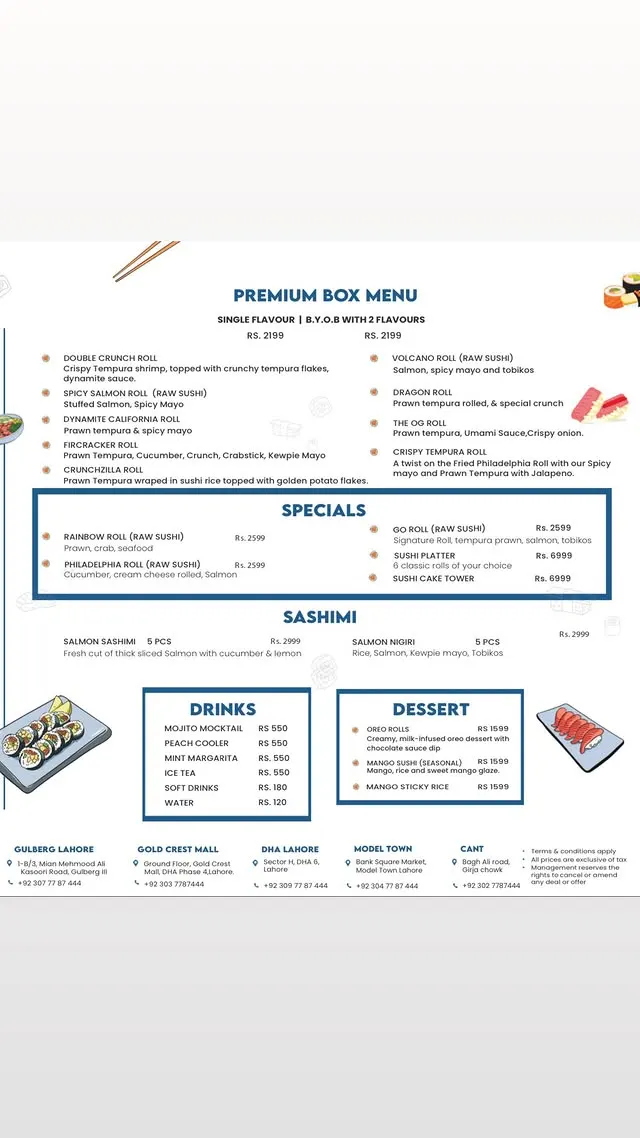 Go Sushi menu, page 2