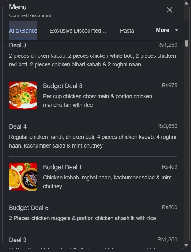 Gourmet Restaurant Z Block menu, page 3