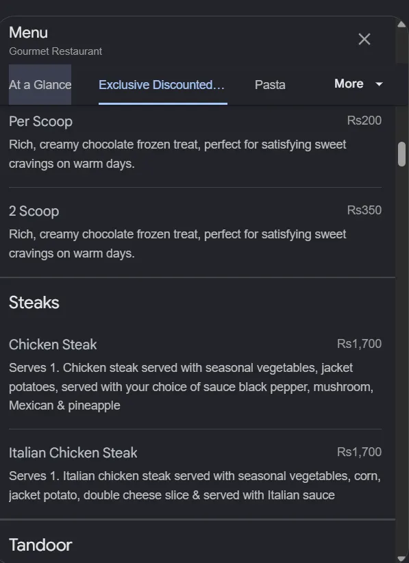 Gourmet Restaurant Z Block menu, page 5