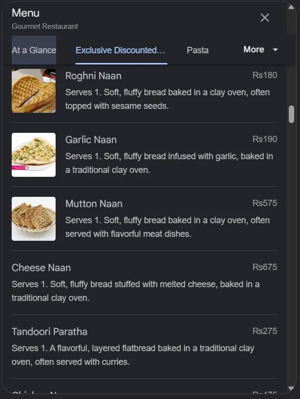 Gourmet Restaurant Z Block menu, page 6