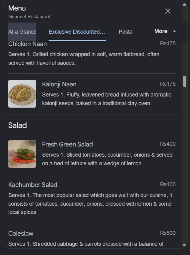 Gourmet Restaurant Z Block menu, page 7
