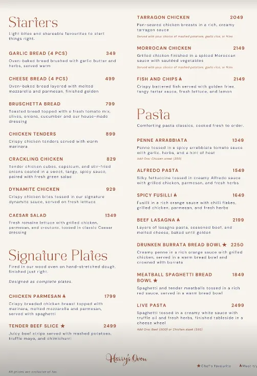 Harry's Oven menu, page 2