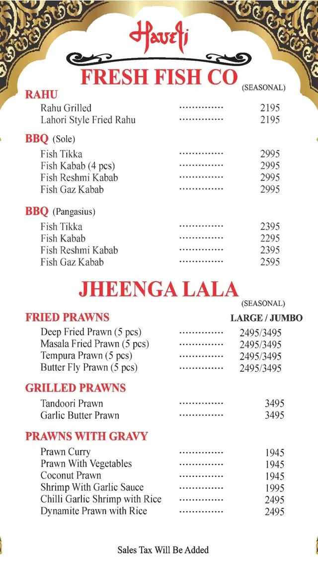 Haveli Restaurant menu, page 10