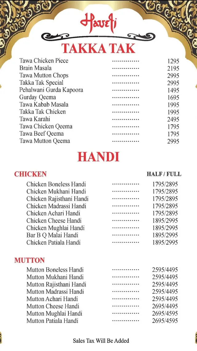 Haveli Restaurant menu, page 5