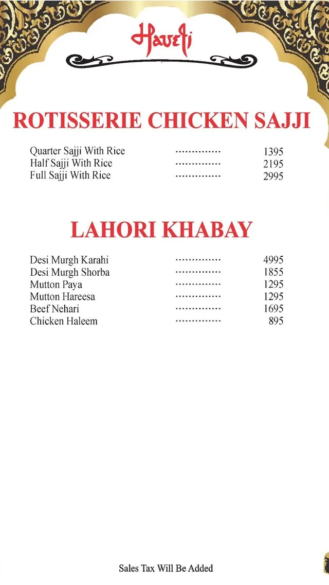 Haveli Restaurant menu, page 6