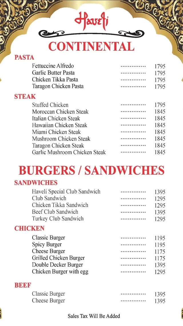 Haveli Restaurant menu, page 9