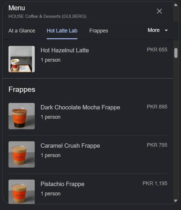 HOUSE Coffee & Desserts menu, page 5