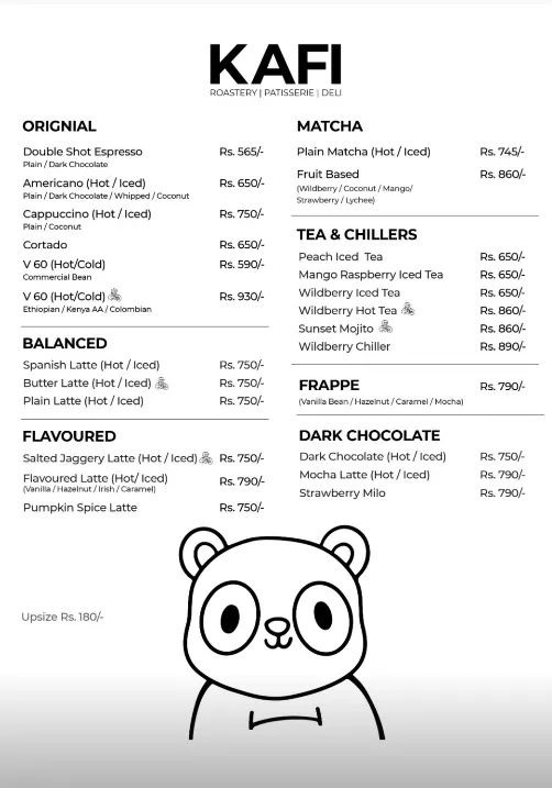 KAFI Gulberg menu, page 1