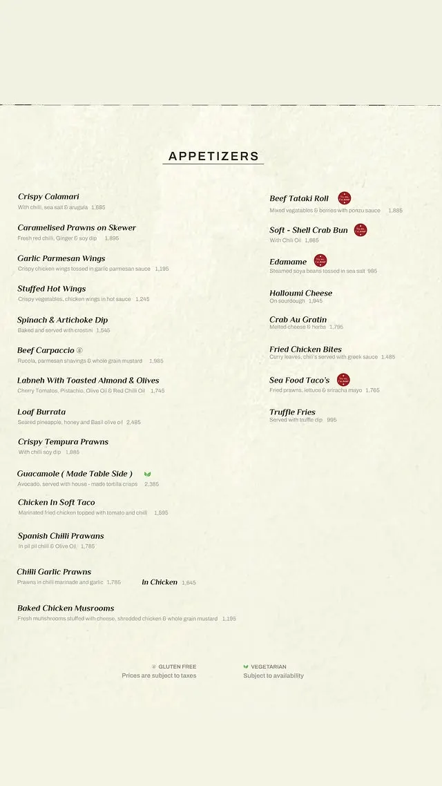 Koru Restaurant menu, page 2