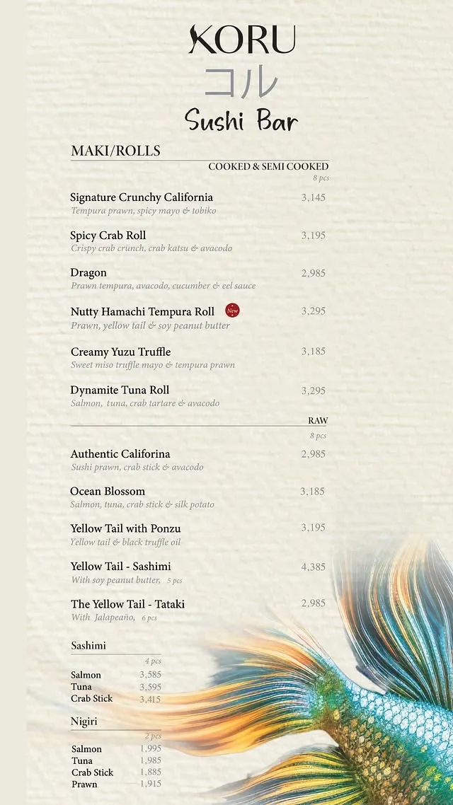 Koru Restaurant menu, page 9