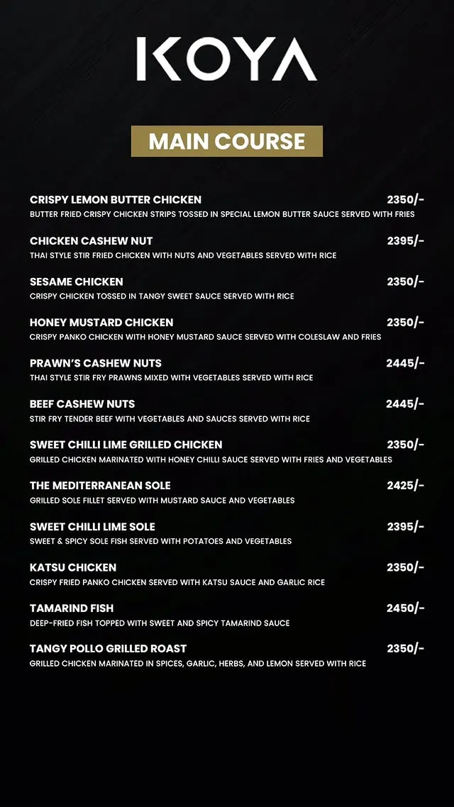 Koya menu, page 3