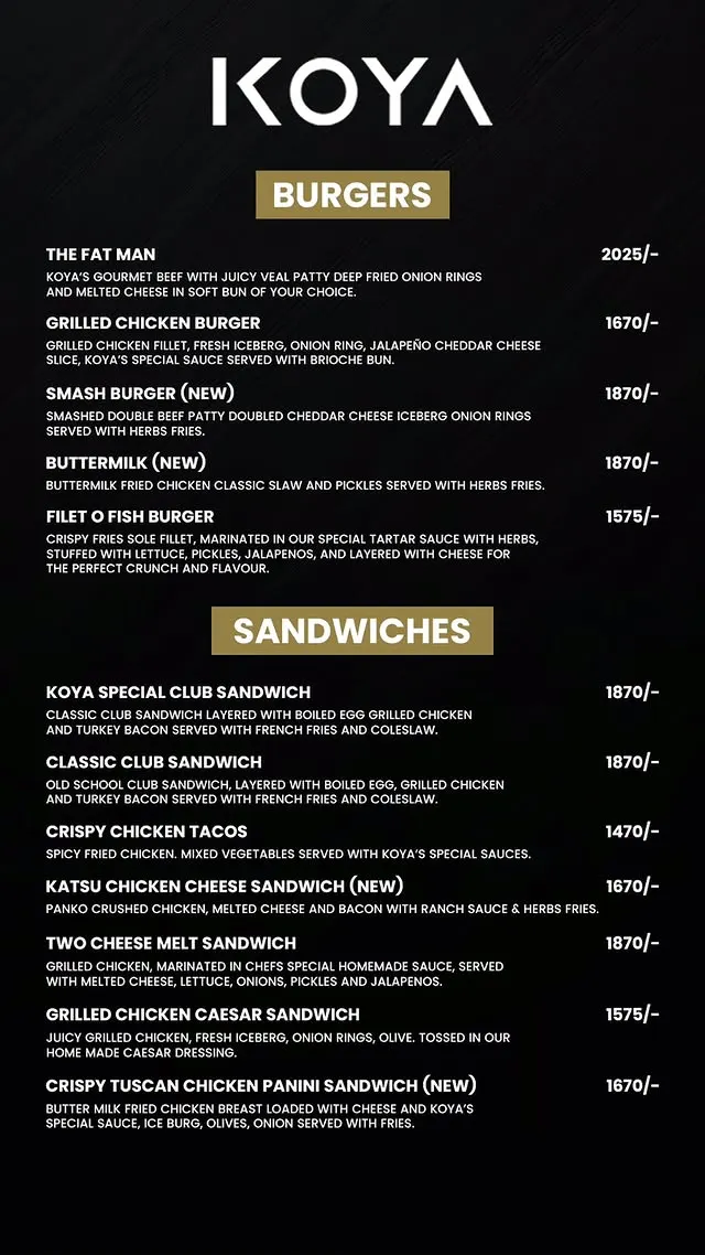 Koya menu, page 4