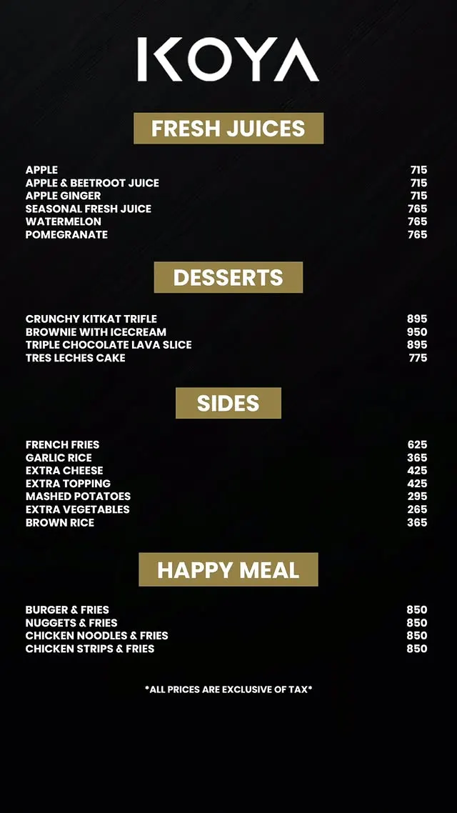 Koya menu, page 7