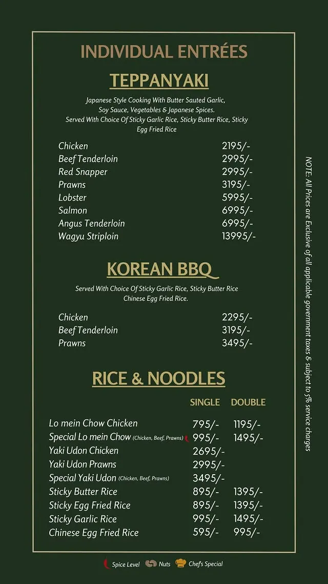KYOTO menu, page 6