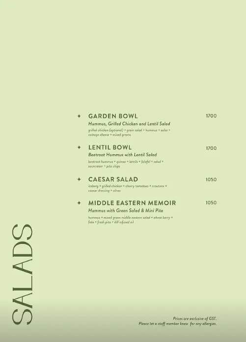Lili by Deja menu, page 1