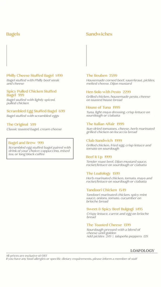 Loafology Bakery & Cafe Gulberg menu, page 2