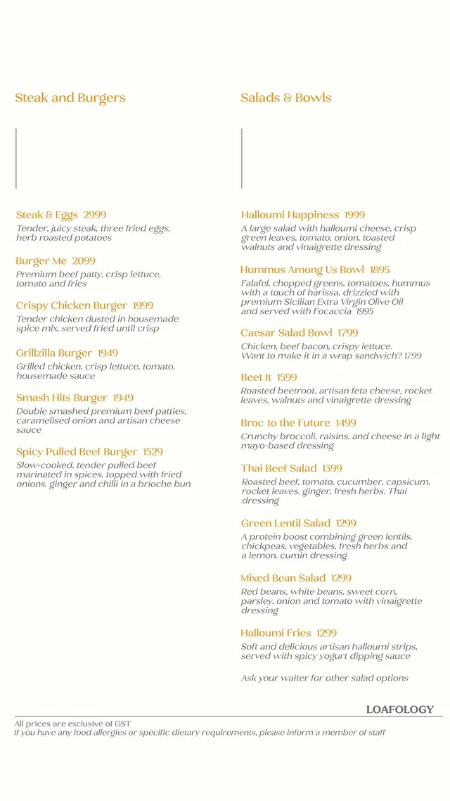 Loafology Bakery & Cafe Gulberg menu, page 3