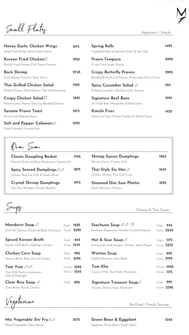 Mandarin Kitchen DHA menu, page 1