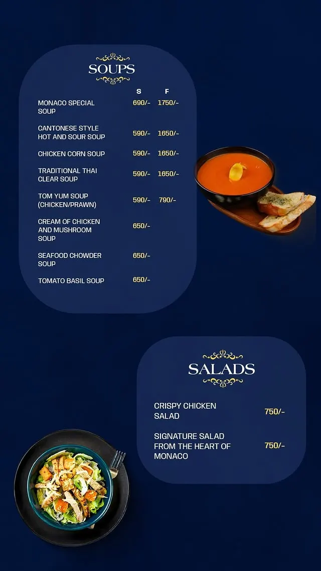 Monaco Bay menu, page 2