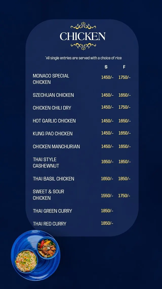 Monaco Bay menu, page 3
