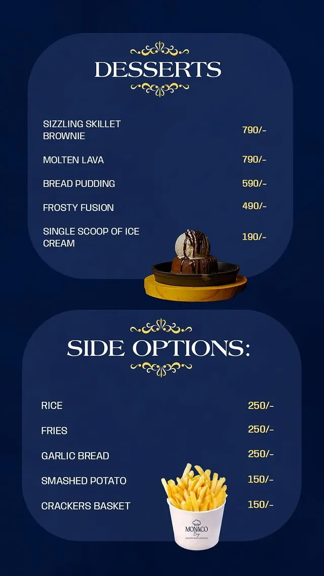 Monaco Bay menu, page 9