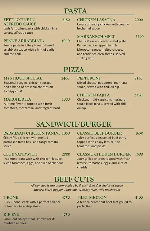 Mystique Restaurants menu, page 2