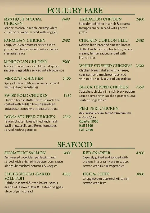 Mystique Restaurants menu, page 3