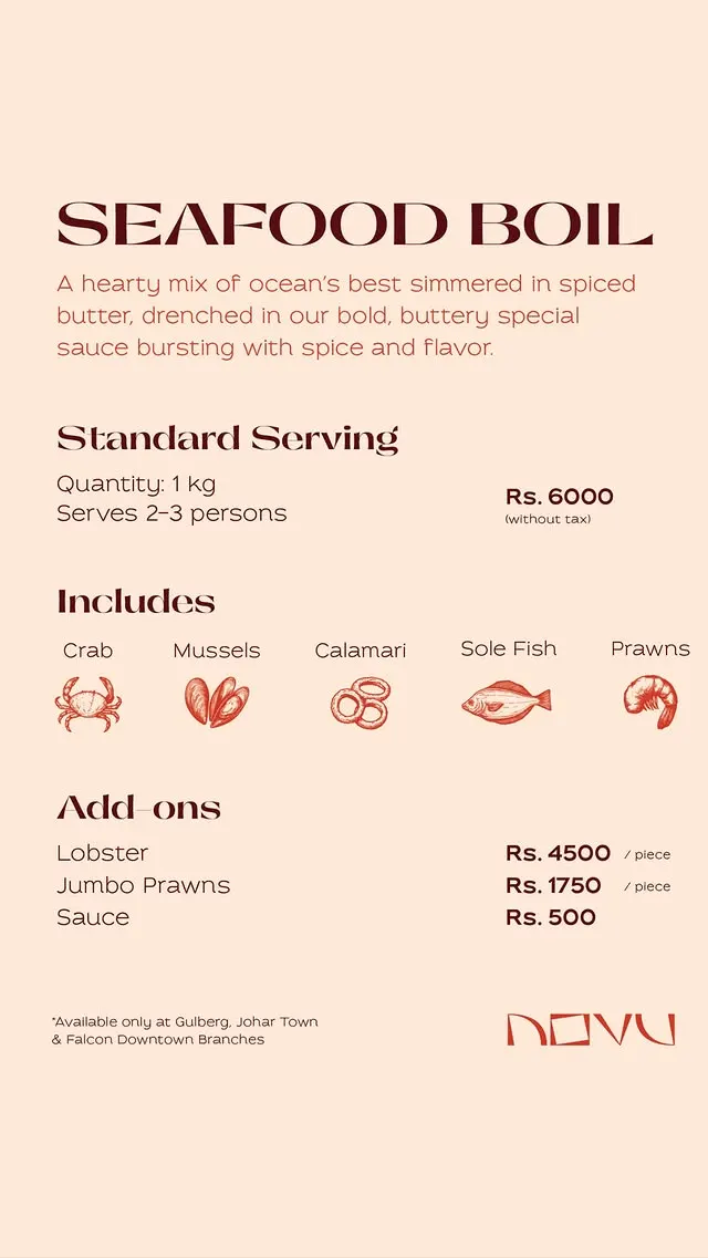 NOVU DHA menu, page 1