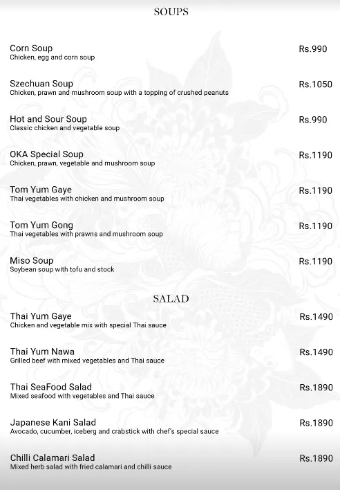 OKA Pan Asian and Sushi menu, page 2