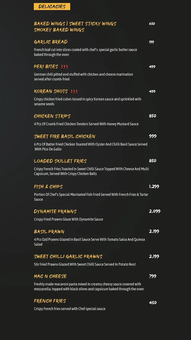 Olive & Oak Restaurant menu, page 1