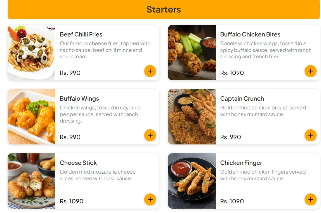Ox & Grill Steak House Lahore menu, page 1