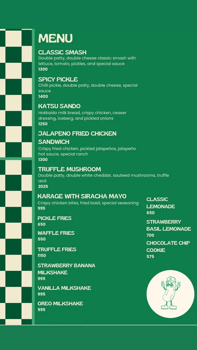 Pickled menu, page 1