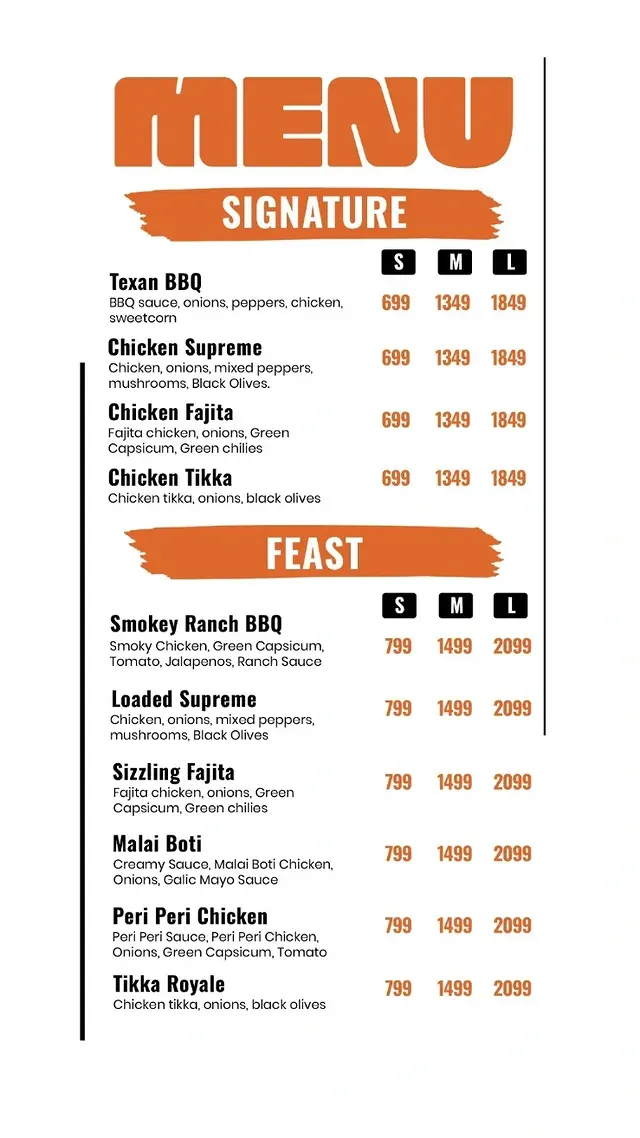 Port Grand Pizzeria menu, page 1
