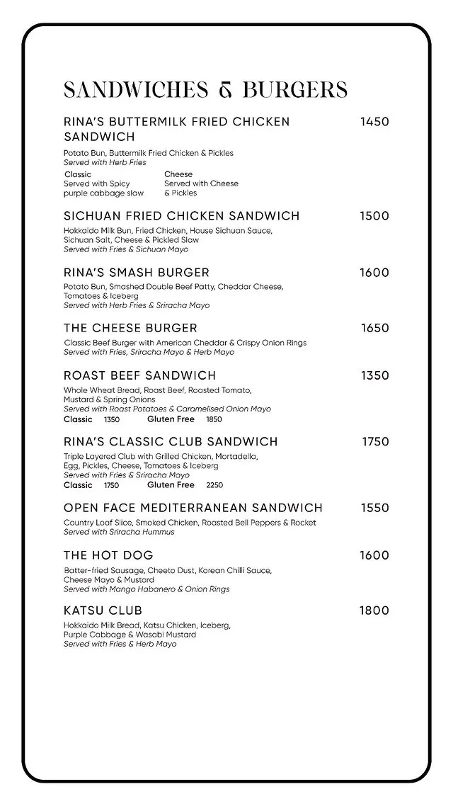 Rina's Kitchenette DHA menu, page 3