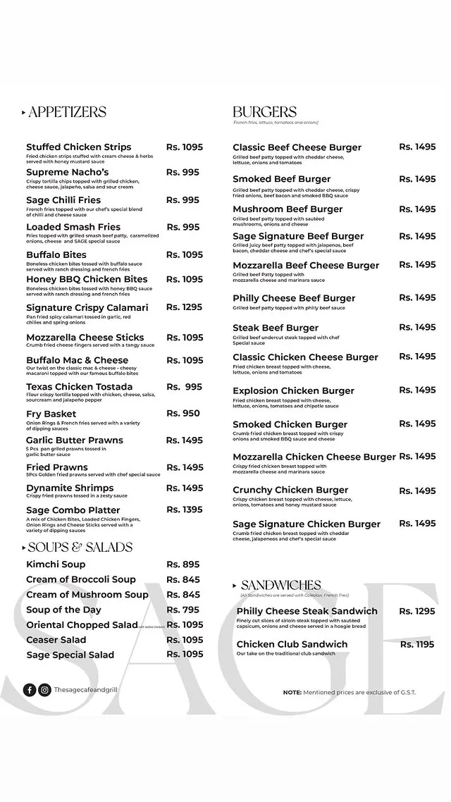 SAGE Cafe & Grill Gulberg III menu, page 1