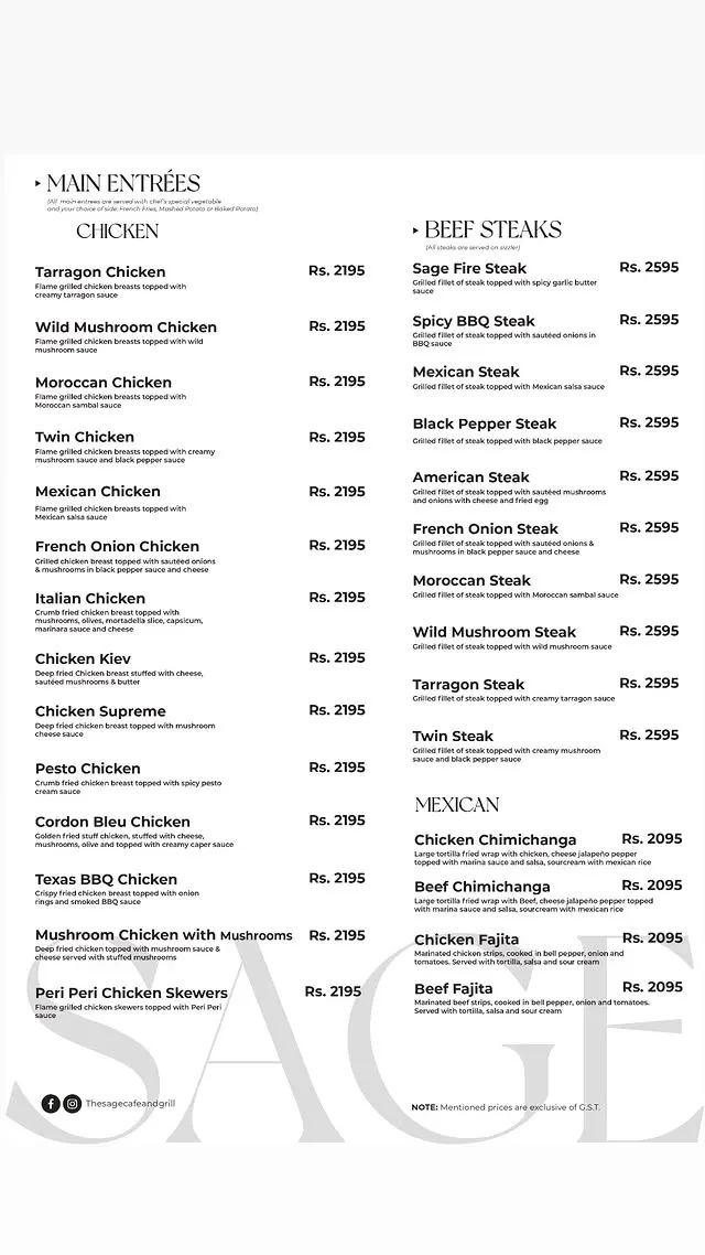 SAGE Cafe & Grill Gulberg III menu, page 2