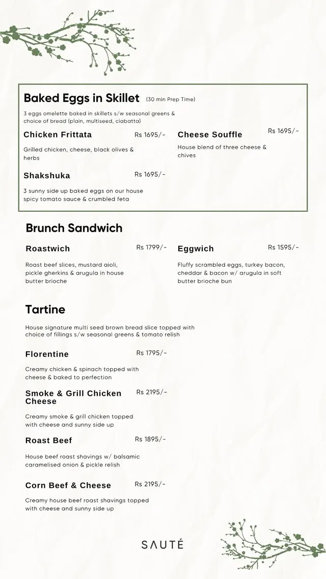 SAUTE menu, page 10
