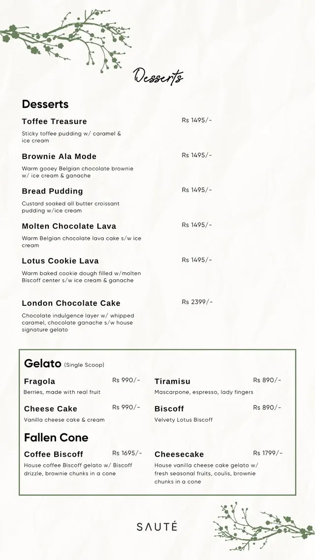 SAUTE menu, page 6