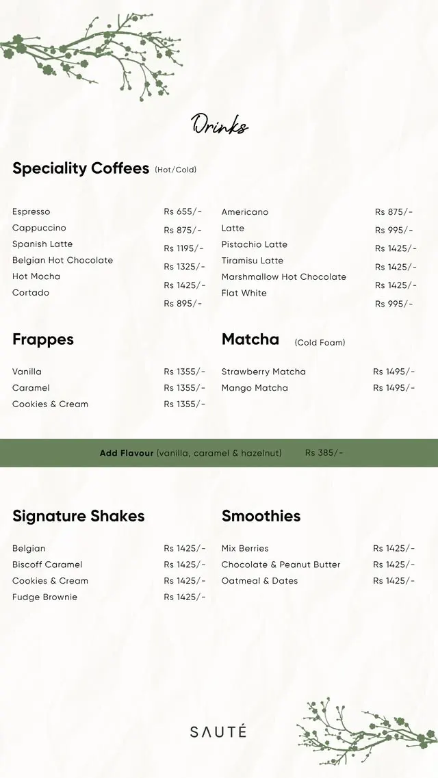 SAUTE menu, page 7